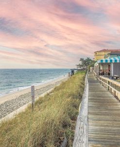 Sunrise at the Beach Boardwalk in Soft Beachhouse Hues