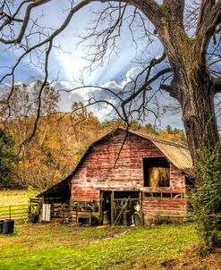 Red Barn in Autumn’s Embrace