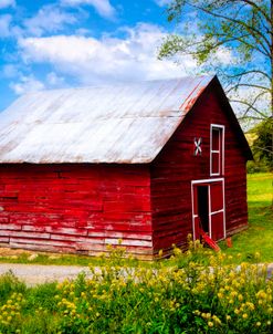Red Barn in Wildflowers