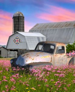 Pickup Truck in the Farm Wildflowers