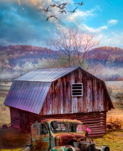 Barn and Truck Greeting the Day