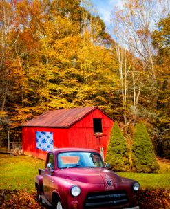 Red Quilt Barn and Truck along the Creeper Trail Damascus Virginia