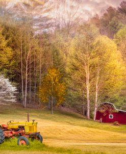 Early Spring Farm In Gold and Red