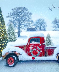 Snowy Red Truck