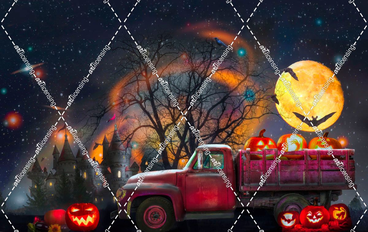 Pumpkins under the Halloween Moon