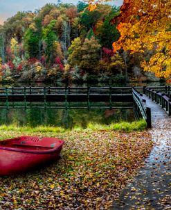 Rowboat in the Fallen Autumn Leaves