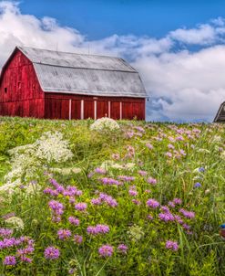 Red Barn at the Top of the Hill