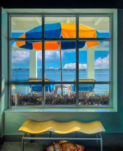 Island Umbrella through the Porch Window
