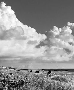 Watching the Clouds in a Big Sky in a Black and White Panorama