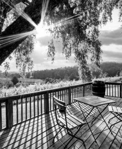 Morning Light on the Porch Black and White