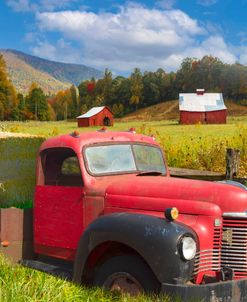 Vintage Red Truck at the Farm