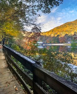 Wooden Boardwalk On The Edge Of The Lake