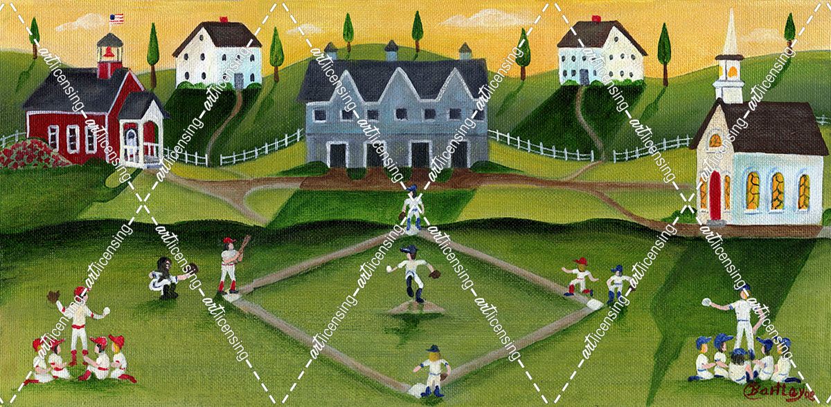 Baseball Game School Church Village