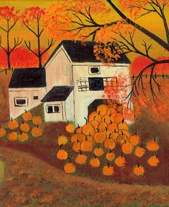 Pumpkin Barn Autumn Folk Art Cheryl Bartley