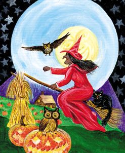 Red Witch Halloween Moon