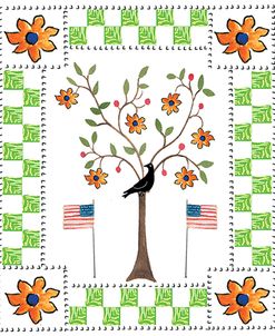 American Flag Crow Sunflower Tree