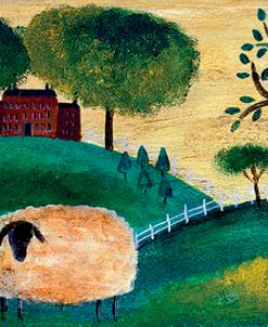 Counyrt Folk Art Sheep Farm Border