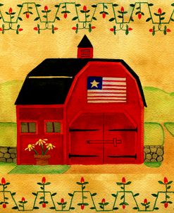 Primtive American Red Folk Art Barn