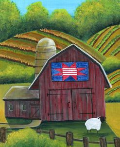 Red White Blue Quilt Barn Sheep