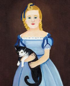 Girl Blue Dress with Cat