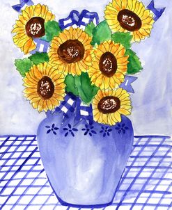 Blue Plaid Ribbions and Sunflowers