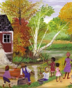 African Folk Fishing by Old Grist Mill