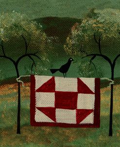 Crow on a Red Star Quilt