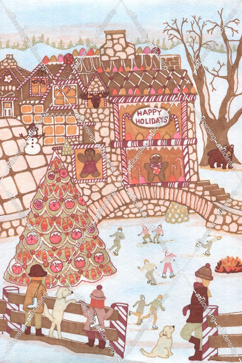 Happy Holidays Gingerbread Skating Village