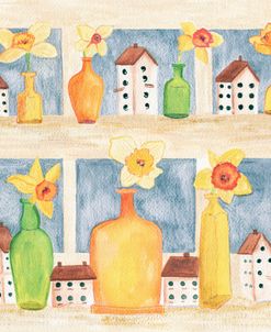 Spring Daffodils and Bird Houses