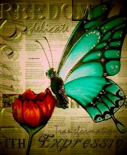 Butterfly on Flower with Words