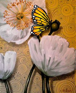 White Poppy with Butterfly