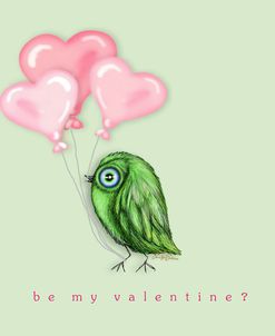 Be My Valentine Bird With Pink Heart Balloons