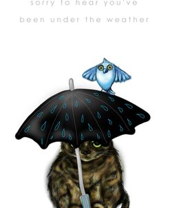 Under The Weather With Cat And Umbrella