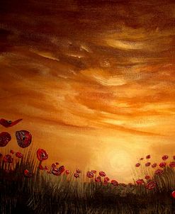 Poppies in the Yellow Sunset