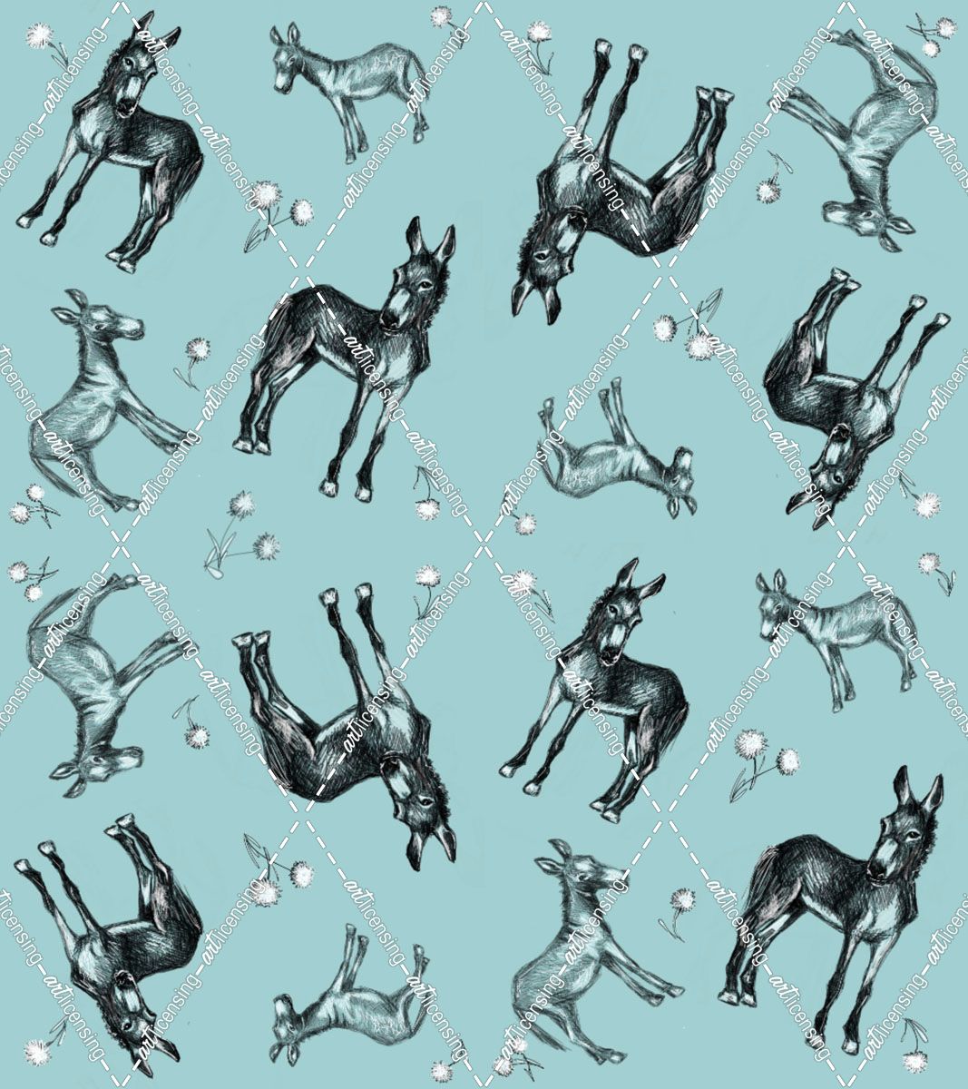 Donkeys and Dandelions Pattern