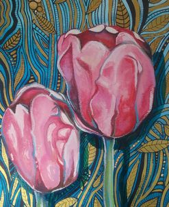 Pink Tulips Art Deco