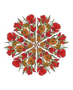 Poppy And Butterfly Mandala