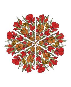 Poppy And Butterfly Mandala