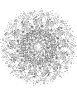 Poppy And Spirals Mandala Black And White