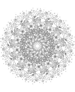 Poppy And Spirals Mandala Black And White