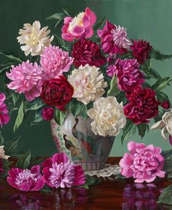 Peonies In Peacock Vase