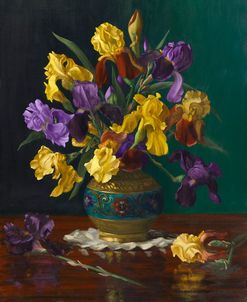 Iris in Cloisonné Vase