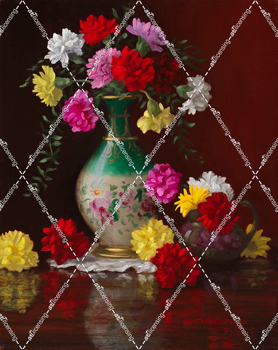 Carnations in Victorian Vase