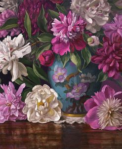 Peonies In A Blue Vase