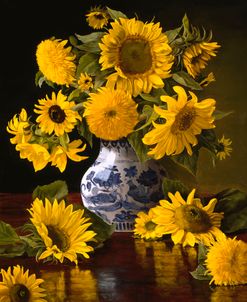 Sunflowers in Blue & White Chinese Vase