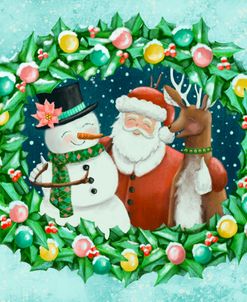 Santa Snowman and Reindeer