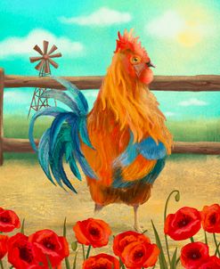 Rooster with Poppies