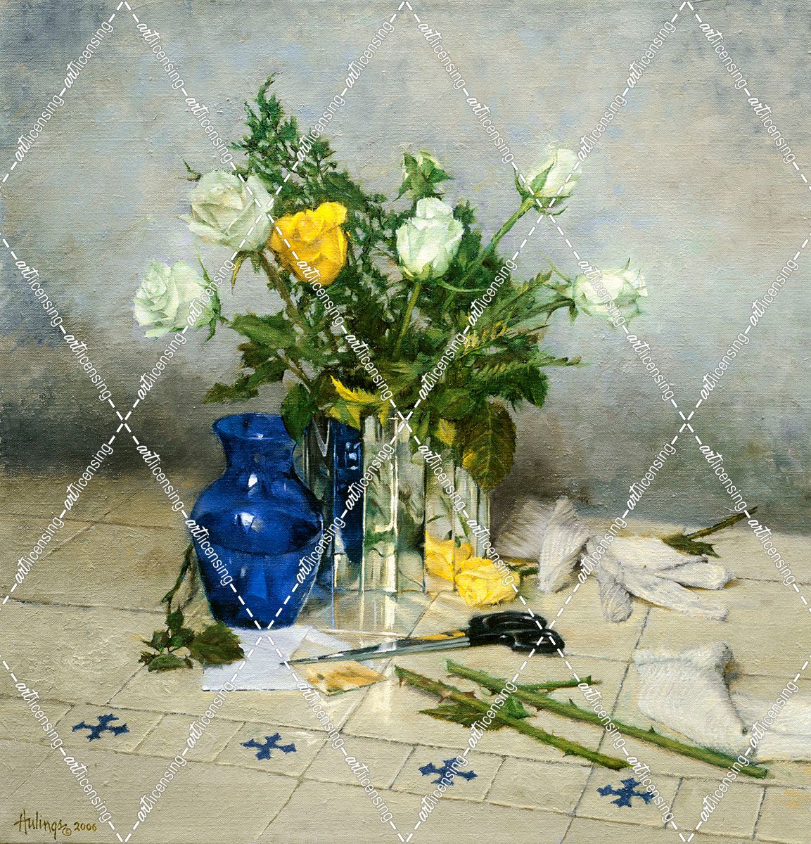 Still Life with Roses and Blue Vase