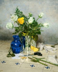 Still Life with Roses and Blue Vase