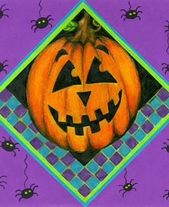 Jack o Lantern with Purple Spiders